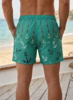 Erkek Deniz Şortu Fermuarlı Cepli File Astarlı Hızlı Kuruyan Premium - Su Yeşili - Görsel 3