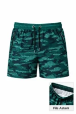 Erkek Deniz Şortu Fermuarlı Cepli File Astarlı Hızlı Kuruyan Premium - Su Yeşili - Görsel 2