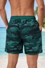 Erkek Deniz Şortu Fermuarlı Cepli File Astarlı Hızlı Kuruyan Premium - Su Yeşili - Görsel 3