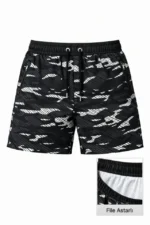 Erkek Deniz Şortu Fermuarlı Cepli File Astarlı Hızlı Kuruyan Premium - Siyah - Görsel 2