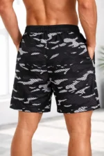 Erkek Deniz Şortu Fermuarlı Cepli File Astarlı Hızlı Kuruyan Premium - Siyah - Görsel 3