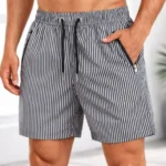 Erkek Deniz Şortu Fermuarlı Cepli File Astarlı Hızlı Kuruyan Premium - Siyah