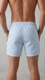 Erkek Deniz Şortu Fermuarlı Cepli File Astarlı Hızlı Kuruyan Premium - Bebek Mavisi - Görsel 2