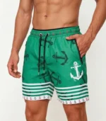 Erkek Deniz Şortu Fermuarlı Cepli File Astarlı Hızlı Kuruyan Premium - Su Yeşili