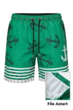 Erkek Deniz Şortu Fermuarlı Cepli File Astarlı Hızlı Kuruyan Premium - Su Yeşili - Görsel 2