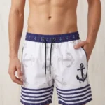 Erkek Deniz Şortu Fermuarlı Cepli File Astarlı Hızlı Kuruyan Premium - Beyaz