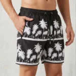 Erkek Deniz Şortu Fermuarlı Cepli File Astarlı Hızlı Kuruyan Premium - Siyah