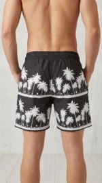 Erkek Deniz Şortu Fermuarlı Cepli File Astarlı Hızlı Kuruyan Premium - Siyah - Görsel 3