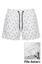 Erkek Deniz Şortu Fermuarlı Cepli File Astarlı Hızlı Kuruyan Premium - Beyaz - Görsel 3