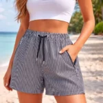 Deniz Şortu Fermuarlı Cepli File Astarlı Hızlı Kuruyan Premium - Siyah