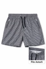 Deniz Şortu Fermuarlı Cepli File Astarlı Hızlı Kuruyan Premium - Siyah - Görsel 2