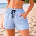 Deniz Şortu Fermuarlı Cepli File Astarlı Hızlı Kuruyan Premium - Bebek Mavisi