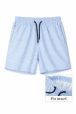 Deniz Şortu Fermuarlı Cepli File Astarlı Hızlı Kuruyan Premium - Bebek Mavisi - Görsel 2