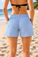 Deniz Şortu Fermuarlı Cepli File Astarlı Hızlı Kuruyan Premium - Bebek Mavisi - Görsel 3