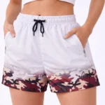 Deniz Şortu Fermuarlı Cepli File Astarlı Hızlı Kuruyan Premium - Beyaz