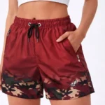 Deniz Şortu Fermuarlı Cepli File Astarlı Hızlı Kuruyan Premium - Bordo