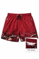 Deniz Şortu Fermuarlı Cepli File Astarlı Hızlı Kuruyan Premium - Bordo - Görsel 2