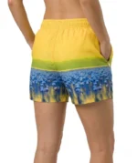 Deniz Şortu Fermuarlı Cepli File Astarlı Hızlı Kuruyan Premium - Sarı - Görsel 2