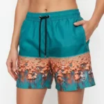 Deniz Şortu Fermuarlı Cepli File Astarlı Hızlı Kuruyan Premium - Su Yeşili