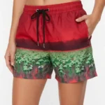 Deniz Şortu Fermuarlı Cepli File Astarlı Hızlı Kuruyan Premium - Kırmızı