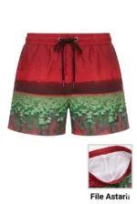 Deniz Şortu Fermuarlı Cepli File Astarlı Hızlı Kuruyan Premium - Kırmızı - Görsel 3