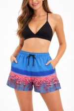 Deniz Şortu Fermuarlı Cepli File Astarlı Hızlı Kuruyan Premium - Mavi