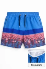 Deniz Şortu Fermuarlı Cepli File Astarlı Hızlı Kuruyan Premium - Mavi - Görsel 2