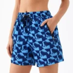 Deniz Şortu Fermuarlı Cepli File Astarlı Hızlı Kuruyan Premium - Mavi