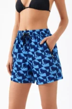 Deniz Şortu Fermuarlı Cepli File Astarlı Hızlı Kuruyan Premium - Mavi