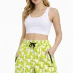 Deniz Şortu Fermuarlı Cepli File Astarlı Hızlı Kuruyan Premium - Neon Yeşili