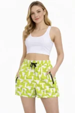 Deniz Şortu Fermuarlı Cepli File Astarlı Hızlı Kuruyan Premium - Neon Yeşili