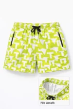 Deniz Şortu Fermuarlı Cepli File Astarlı Hızlı Kuruyan Premium - Neon Yeşili - Görsel 2