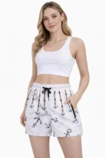 Deniz Şortu Fermuarlı Cepli File Astarlı Hızlı Kuruyan Premium - Beyaz