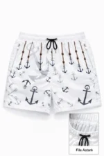 Deniz Şortu Fermuarlı Cepli File Astarlı Hızlı Kuruyan Premium - Beyaz - Görsel 2