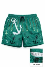 Deniz Şortu Fermuarlı Cepli File Astarlı Hızlı Kuruyan Premium - Su Yeşili - Görsel 2