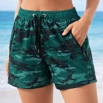 Deniz Şortu Fermuarlı Cepli File Astarlı Hızlı Kuruyan Premium - Su Yeşili