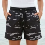 Deniz Şortu Fermuarlı Cepli File Astarlı Hızlı Kuruyan Premium - Siyah