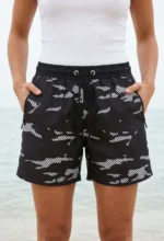 Deniz Şortu Fermuarlı Cepli File Astarlı Hızlı Kuruyan Premium - Siyah