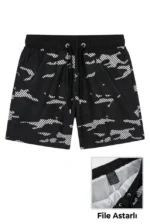 Deniz Şortu Fermuarlı Cepli File Astarlı Hızlı Kuruyan Premium - Siyah - Görsel 2