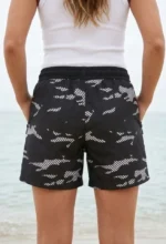 Deniz Şortu Fermuarlı Cepli File Astarlı Hızlı Kuruyan Premium - Siyah - Görsel 3