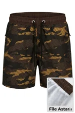 Deniz Şortu Fermuarlı Cepli File Astarlı Hızlı Kuruyan Premium - Kahverengi - Görsel 3