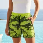 Deniz Şortu Fermuarlı Cepli File Astarlı Hızlı Kuruyan Premium - Neon Yeşili