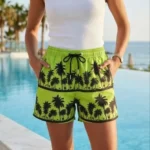 Deniz Şortu Fermuarlı Cepli File Astarlı Hızlı Kuruyan Premium - Neon Yeşili