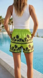 Deniz Şortu Fermuarlı Cepli File Astarlı Hızlı Kuruyan Premium - Neon Yeşili - Görsel 2