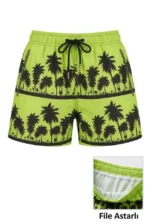 Deniz Şortu Fermuarlı Cepli File Astarlı Hızlı Kuruyan Premium - Neon Yeşili - Görsel 3