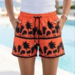 Deniz Şortu Fermuarlı Cepli File Astarlı Hızlı Kuruyan Premium - Turuncu