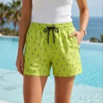 Deniz Şortu Fermuarlı Cepli File Astarlı Hızlı Kuruyan Premium - Neon Yeşili