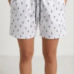 Deniz Şortu Fermuarlı Cepli File Astarlı Hızlı Kuruyan Premium - Beyaz