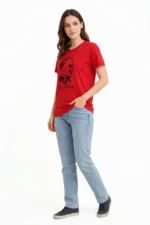 Atatürk Baskılı Tişört Kısa Kollu Bisiklet Yaka  T-Shirt - Kırmızı - Görsel 2