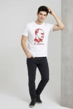 Erkek Atatürk Baskılı Tişört Kısa Kollu Bisiklet Yaka T-Shirt - Beyaz - Görsel 2
